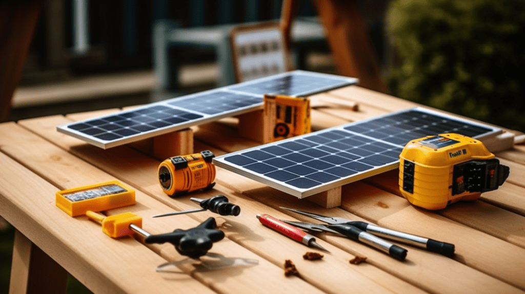 Gezeigt wird ein DIY-Setup zum Bau einer Solaranlage