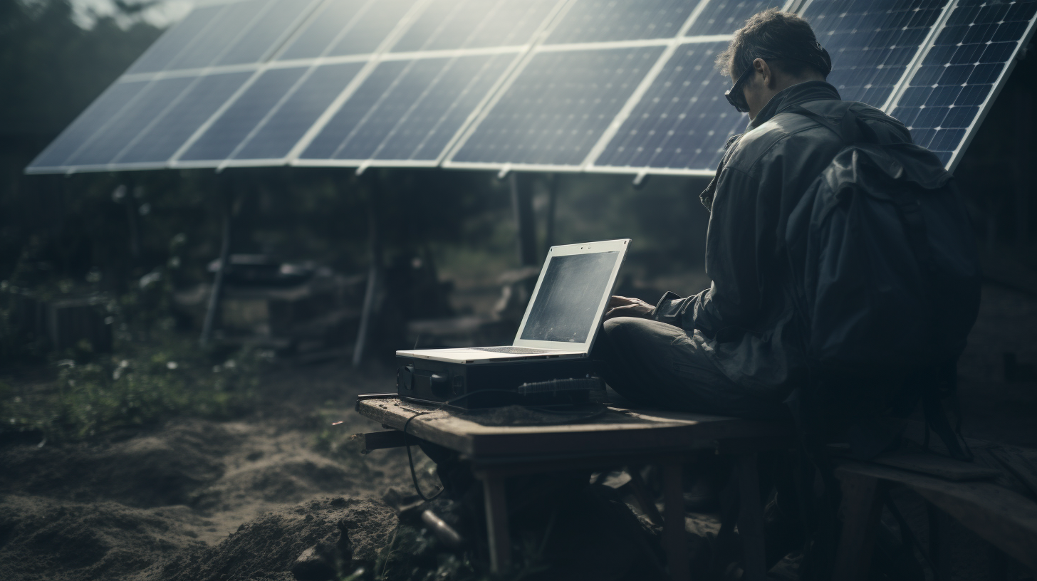 Eine Person, die auf einem Computer nach staatlichen Subventionen für Solarsysteme recherchiert