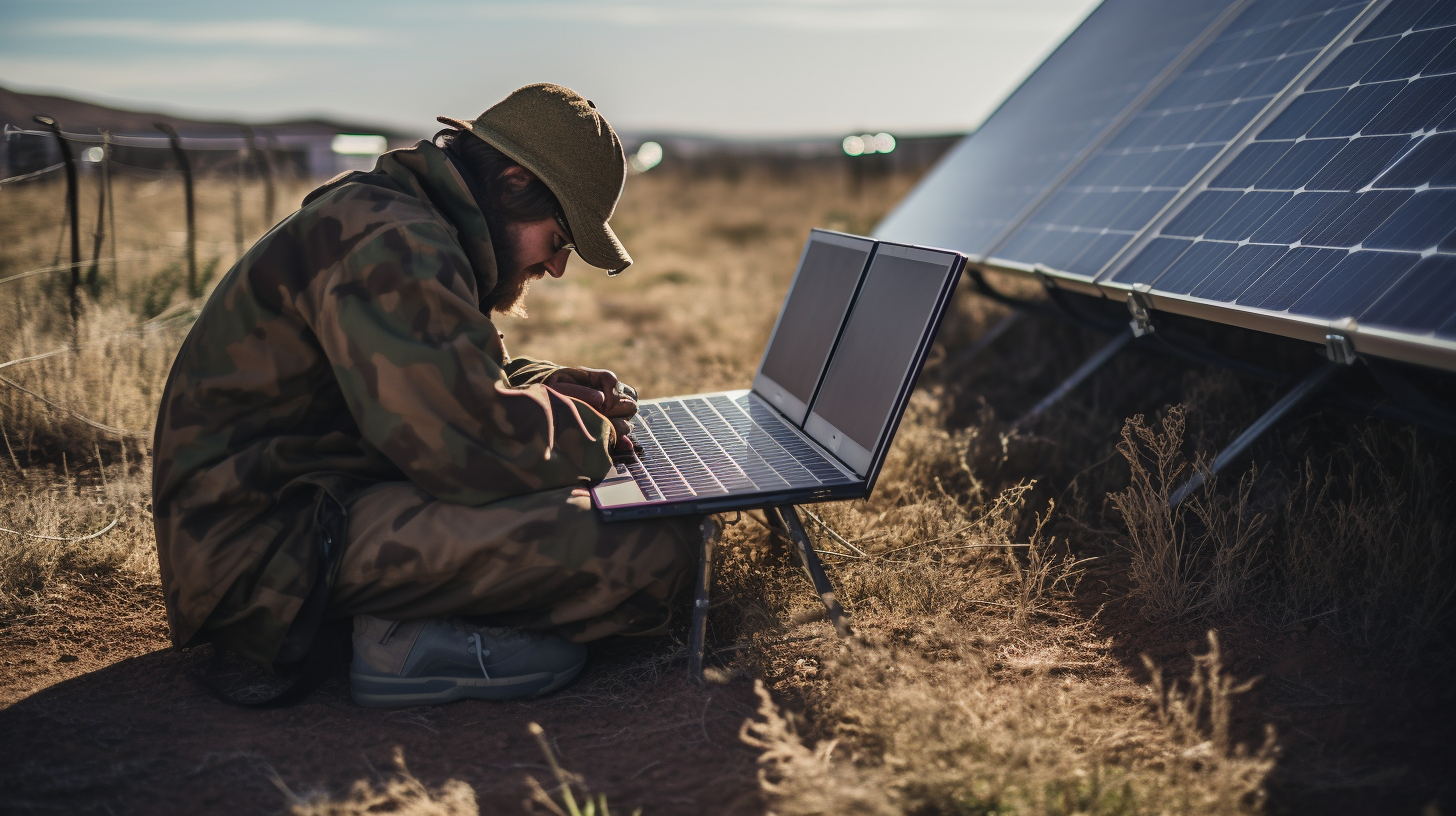 Eine Person recherchiert auf einem Computer nach staatlichen Zuschüssen und Subventionen für die Installation von Solarmodulen.