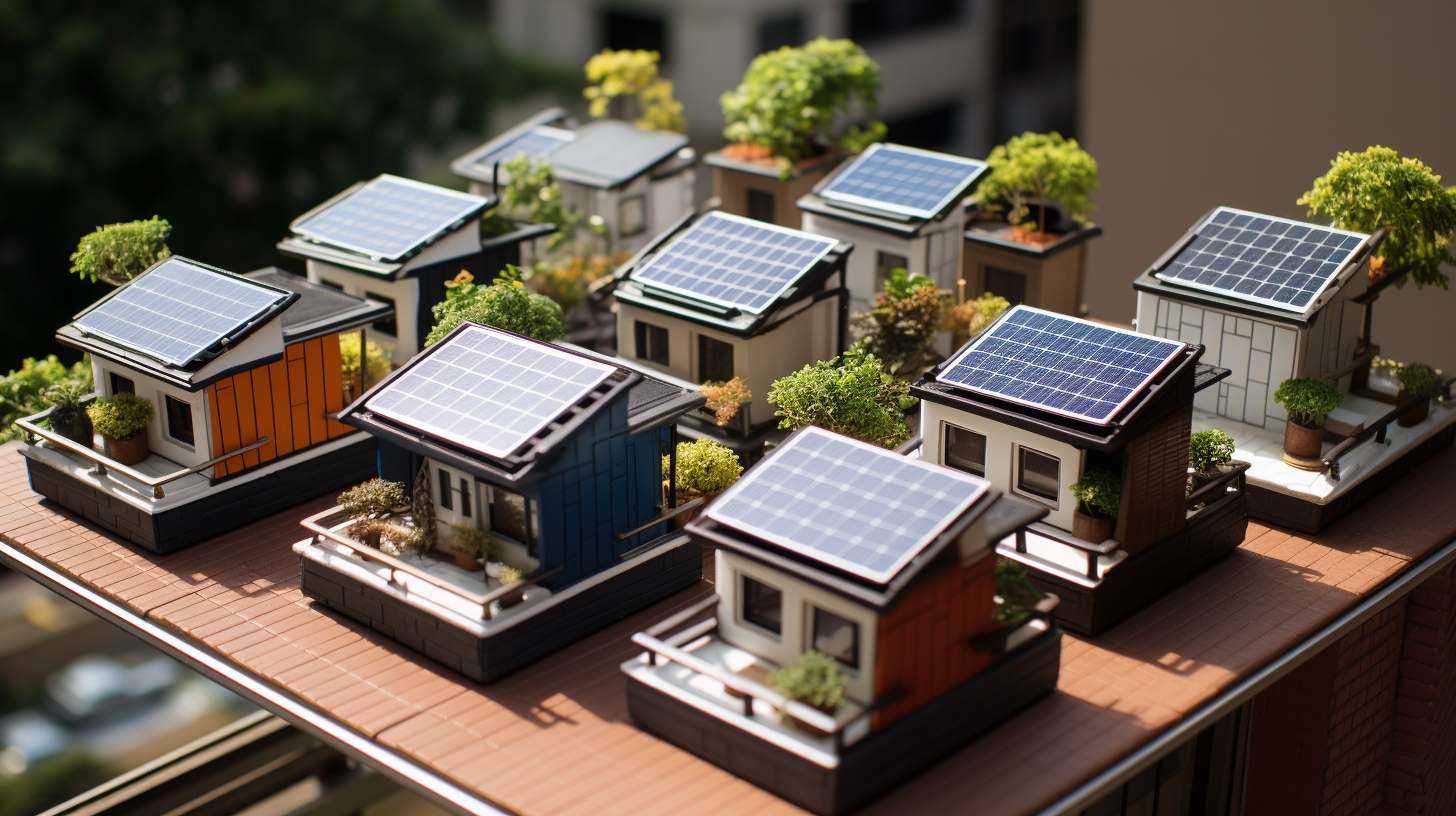Eine Sammlung verschiedener Arten von Mini-Solarmodellen für Balkone