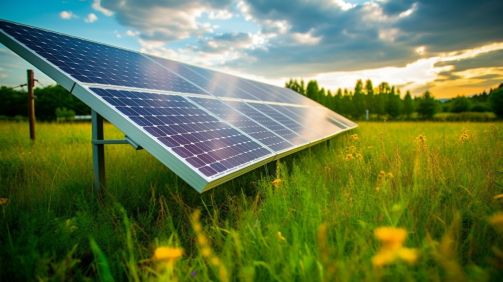 Eine Solaranlage wird als Inbegriff von grüner Energie dargestellt.