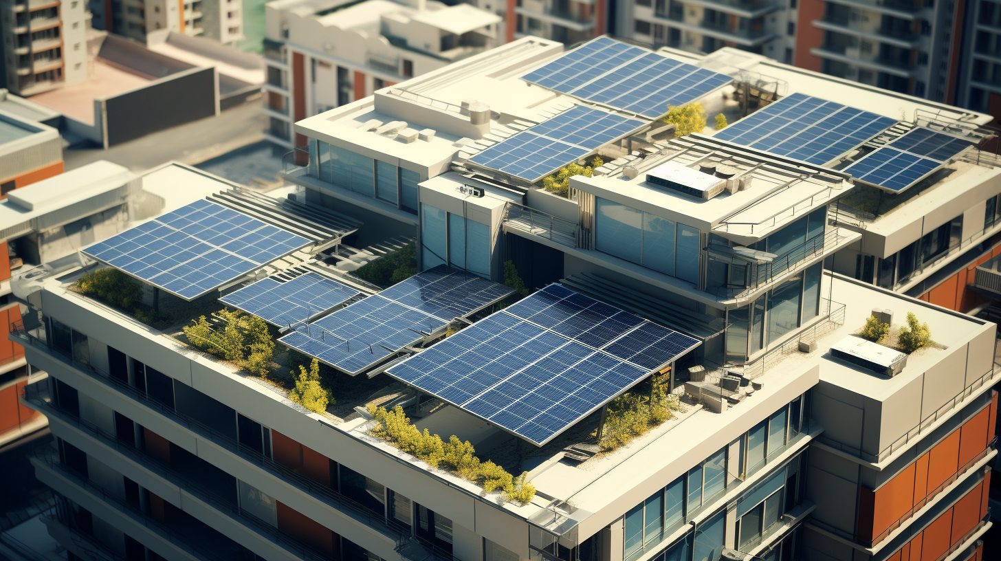 Solarmodule, die auf verschiedenen Arten von Gebäuden installiert sind