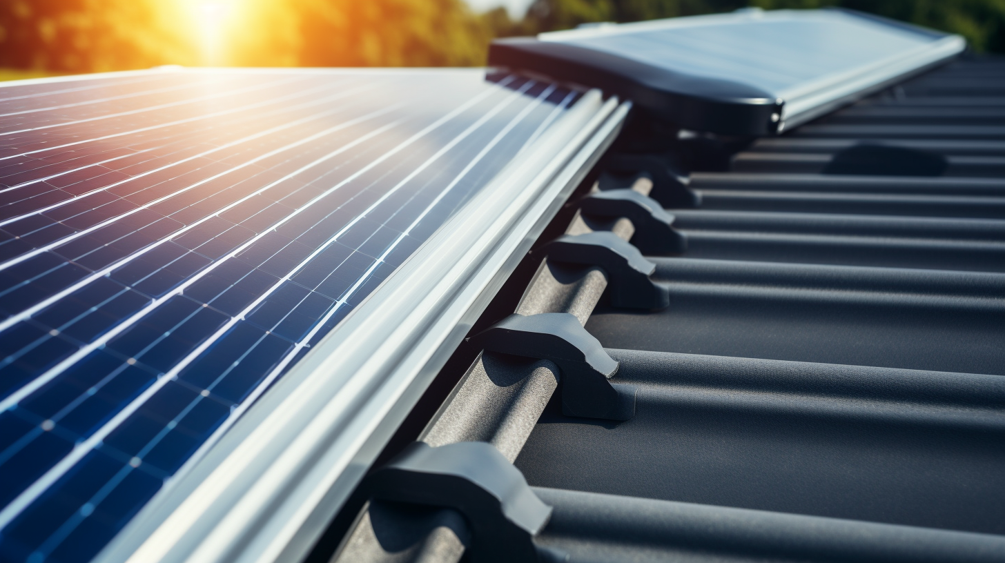 Nahaufnahme eines Photovoltaik-Solarpanels und eines Solarwarmwasserbereiters auf einem Dach, die die Unterschiede zwischen den beiden Arten von Solarinstallationen zeigen.