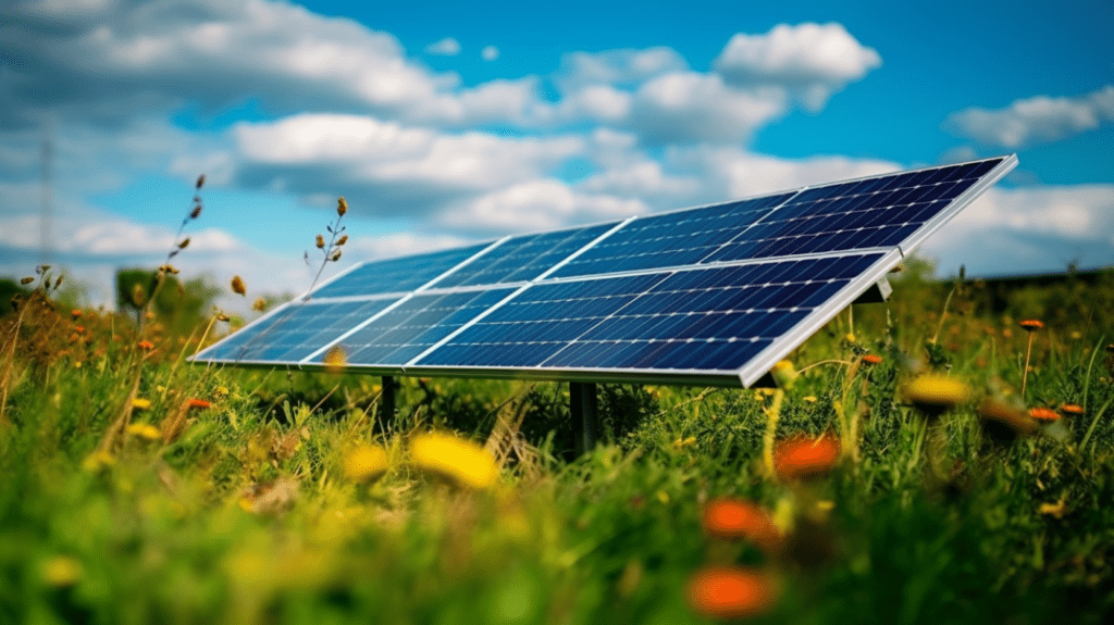 Eine Mini-Solaranlage wird als Inbegriff von grüner Energie dargestellt.