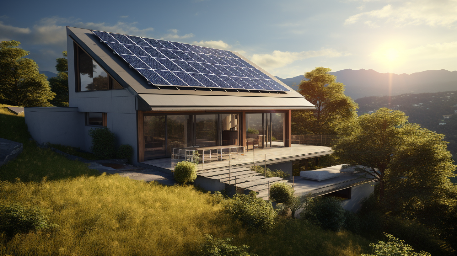 Auf dem Dach eines Hauses wird eine Solaranlage durch einen Experten installiert.