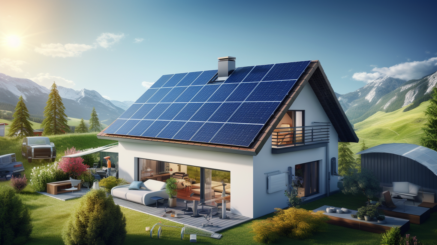 Eine Person installiert ein Solarmodul mit einem Batteriespeichersystem in einem Wohnbereich.