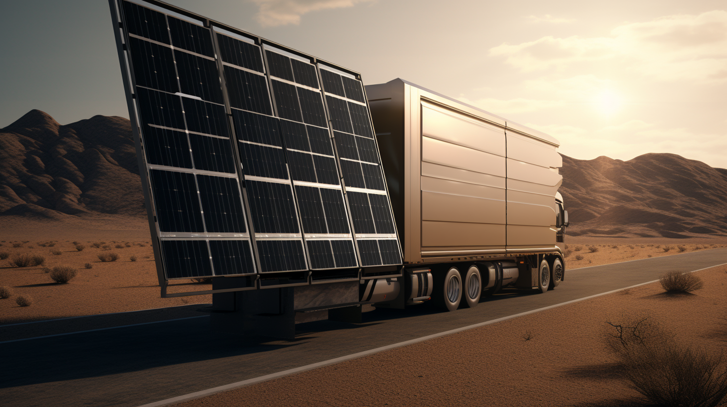 Ein Lastwagen liefert ein komplettes Solarpanel-Systempaket aus.