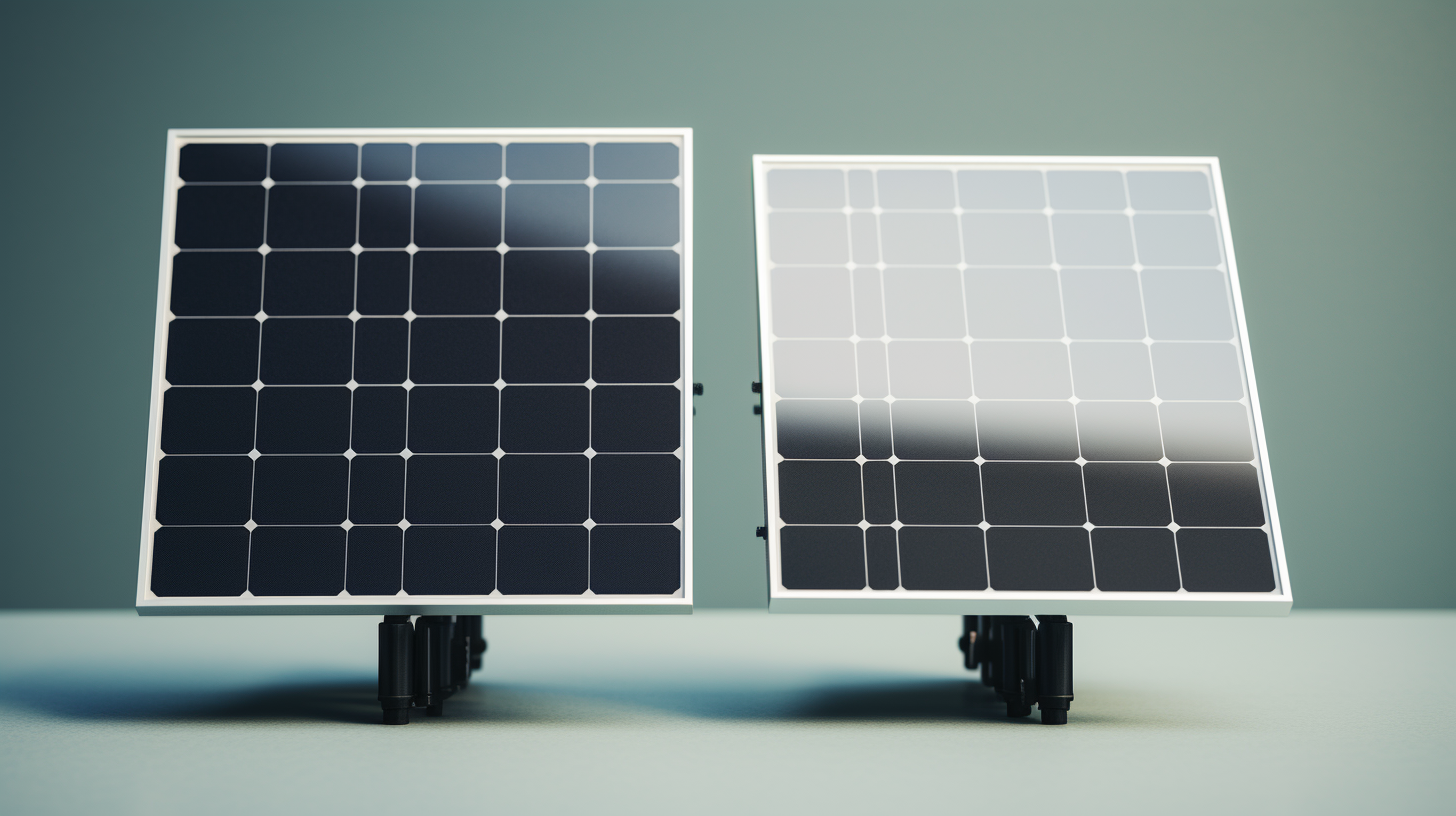 Ein Solarmodul und ein Photovoltaikmodul stehen nebeneinander.